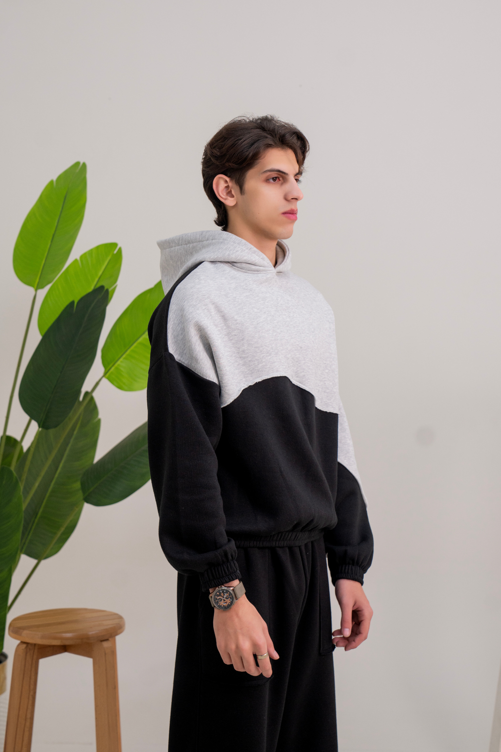 Slate Paneled Hoodie