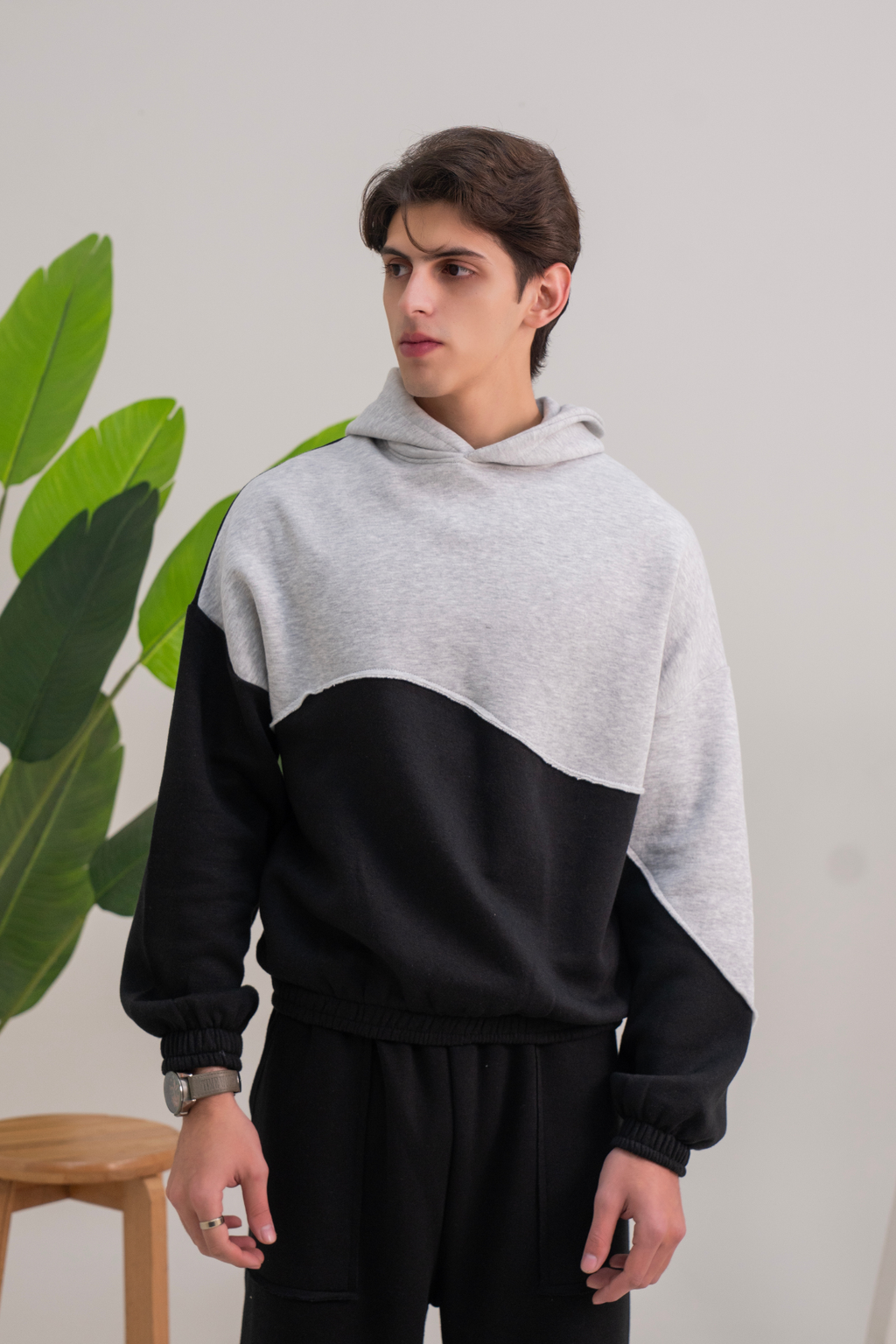 Slate Paneled Hoodie