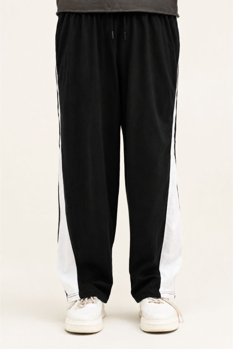 Baggy Fit Black White Panel Trouser - Gold Coast