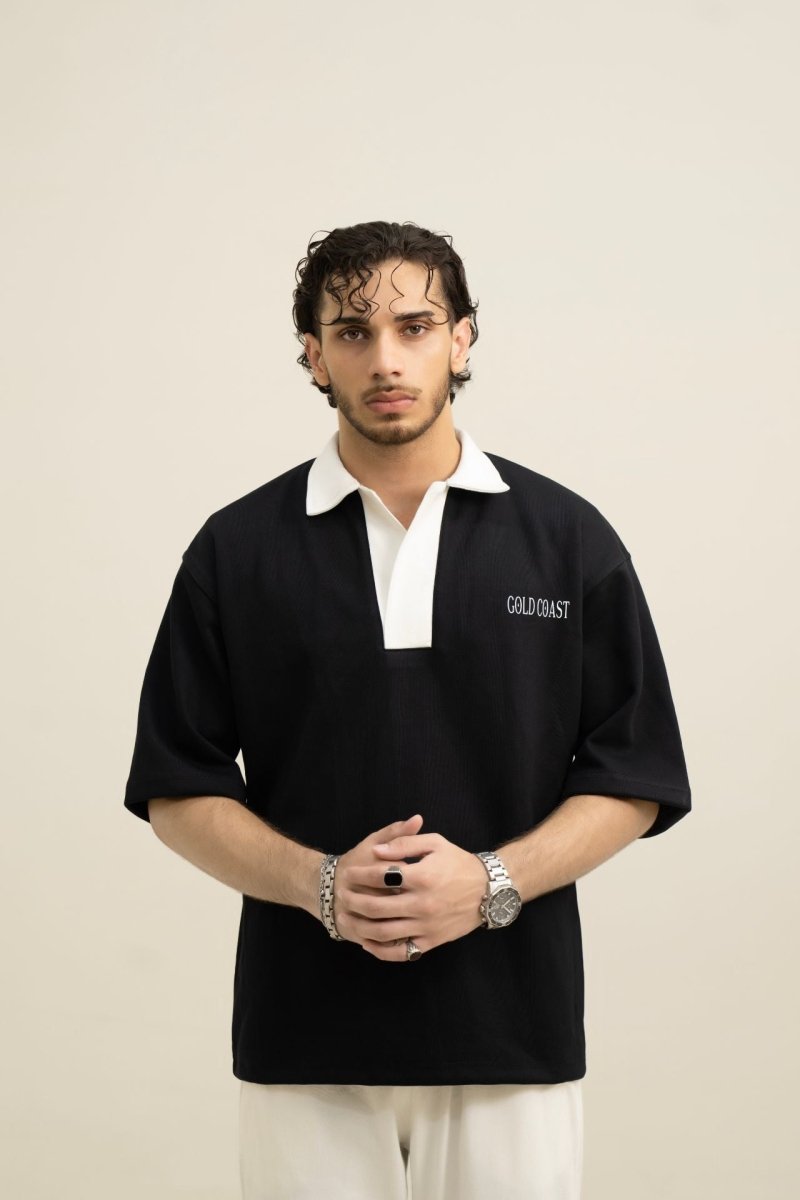OverSized Heritage Black Polo - Gold Coast