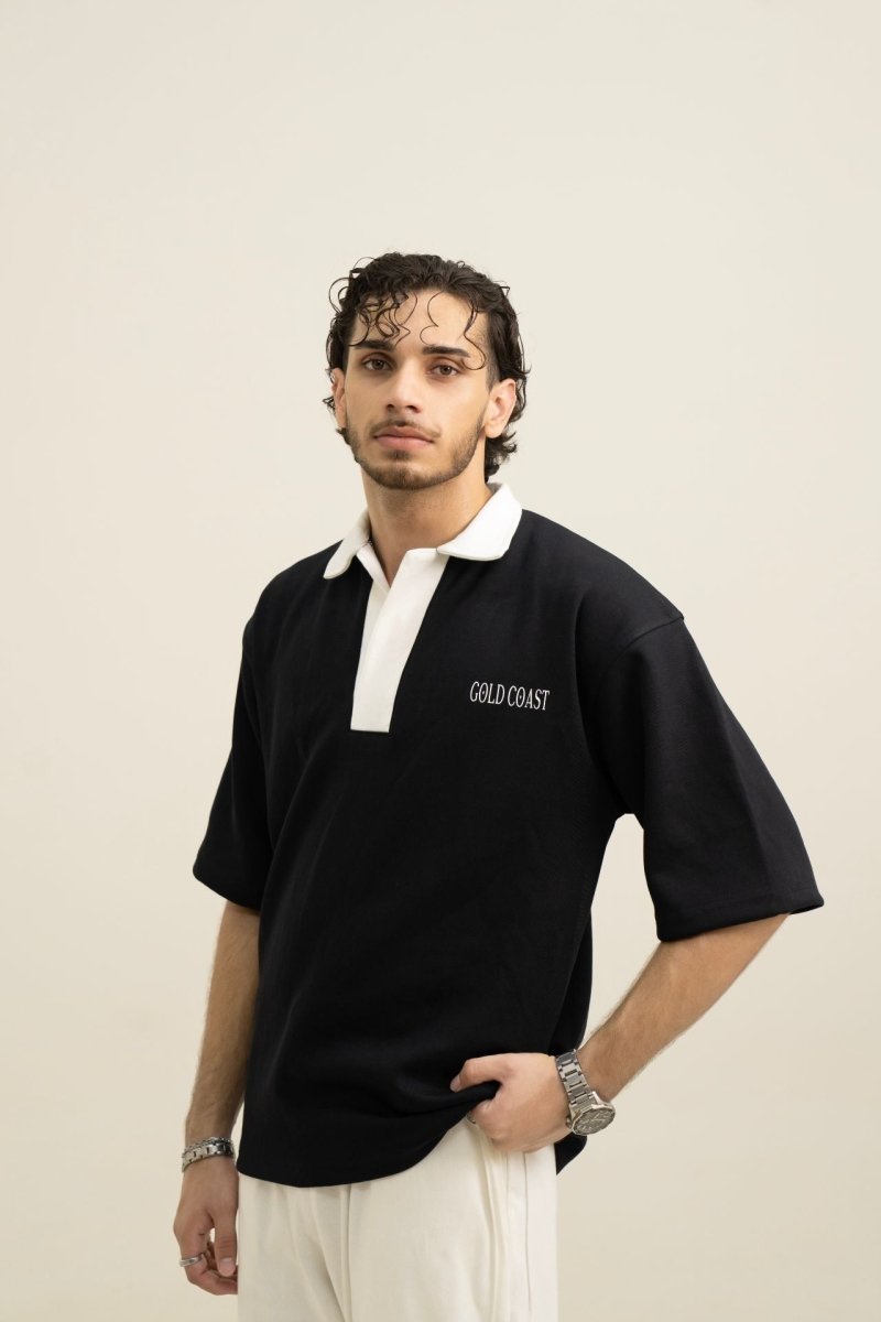 OverSized Heritage Black Polo - Gold Coast