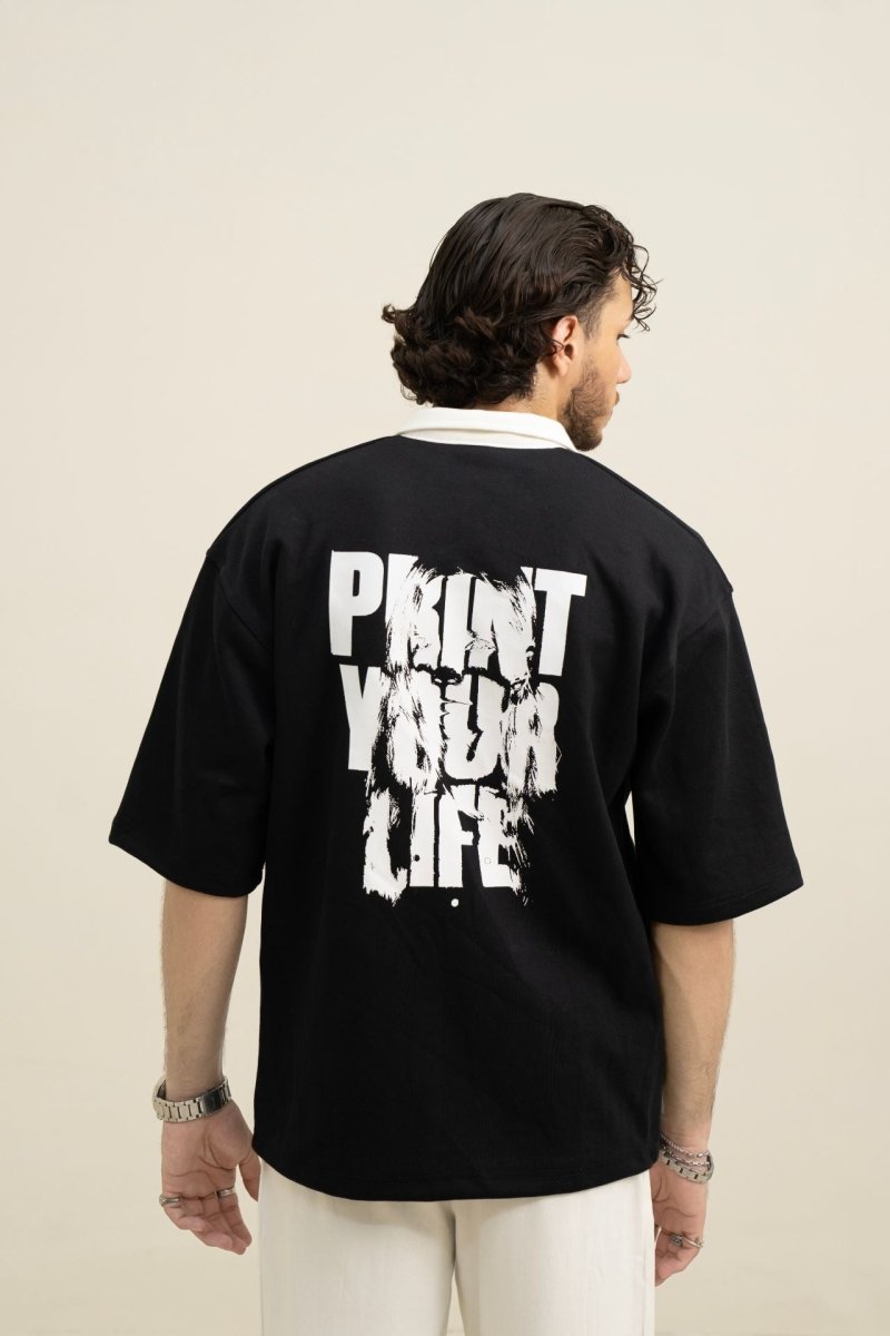 OverSized Heritage Black Polo - Gold Coast