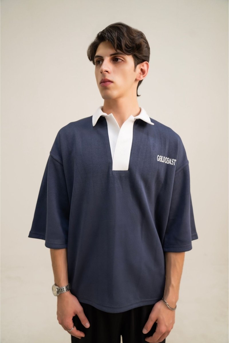 Oversized Heritage Navy Polo - Gold Coast