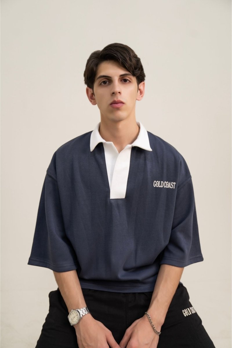 Oversized Heritage Navy Polo - Gold Coast