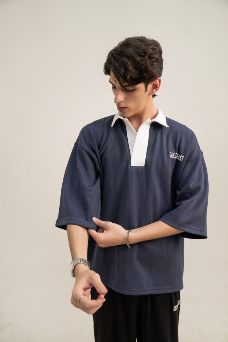 Oversized Heritage Navy Polo - Gold Coast